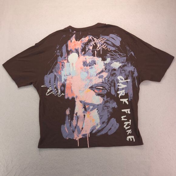 Asos Design Dark Future Crew Neck Graphic T-Shirt Mens Size Large L Brown - Picture 9 of 9